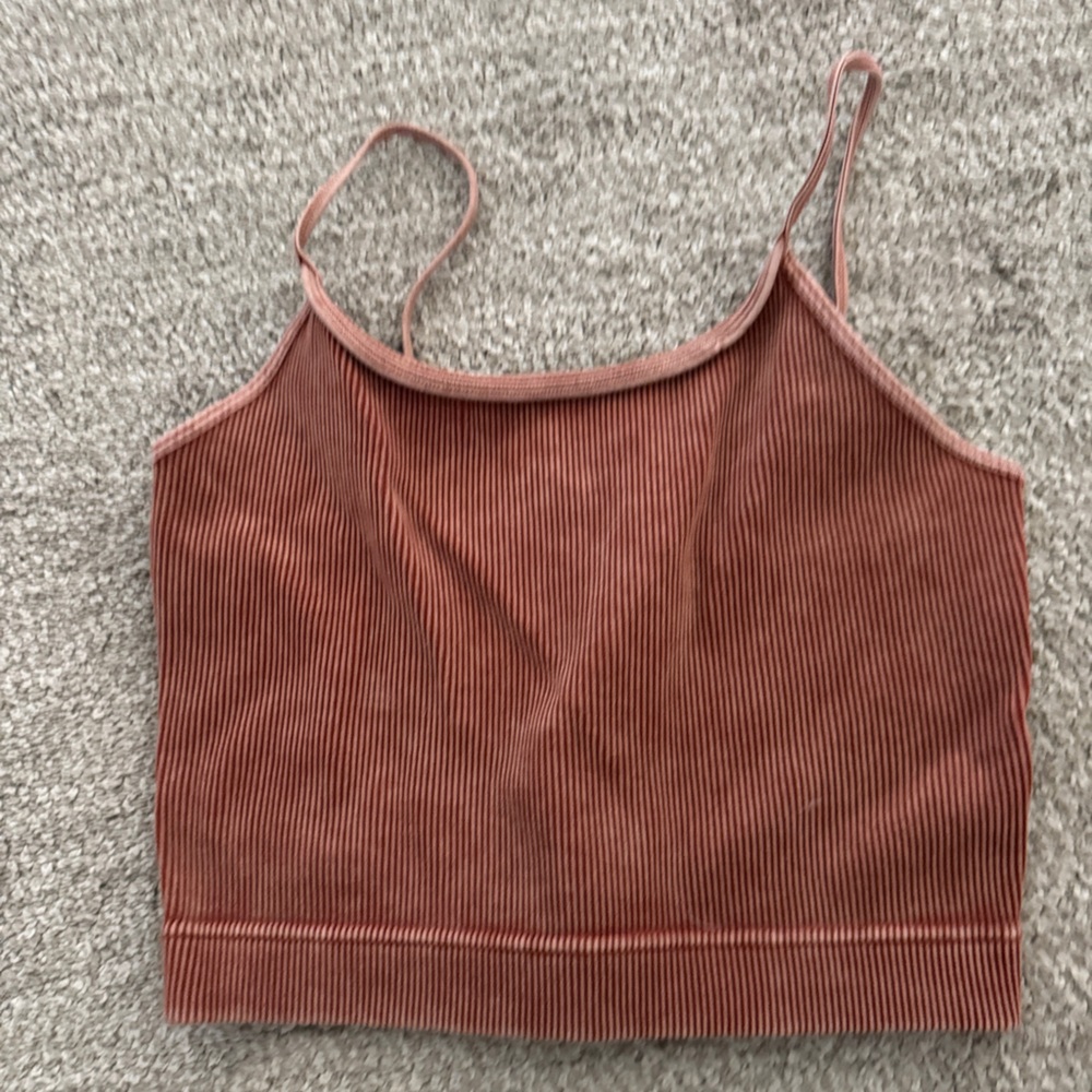 Zenana Rust ribbed bralette/cropped tank size L/XL